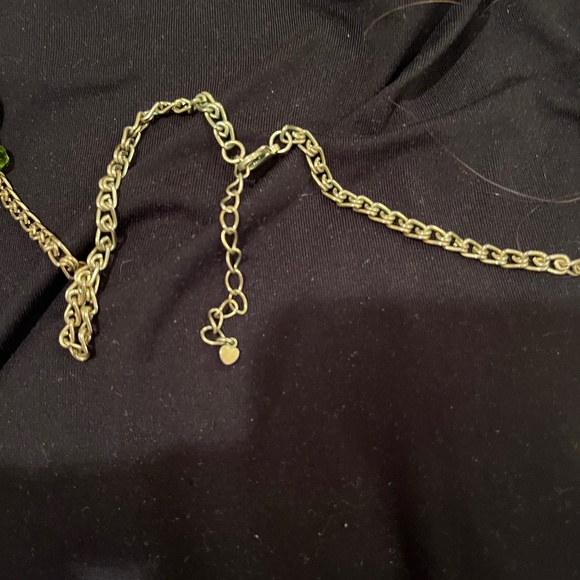 New green & amber beaded adjustable necklace - Picture 4 of 4